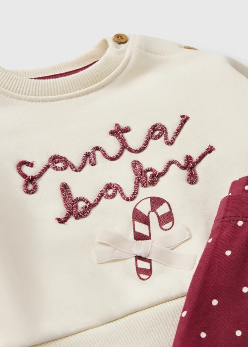 Baby Cream Christmas Santa Baby Sweatshirt & Leggings Set (0-23mths) - Up to 1 Month Image 2