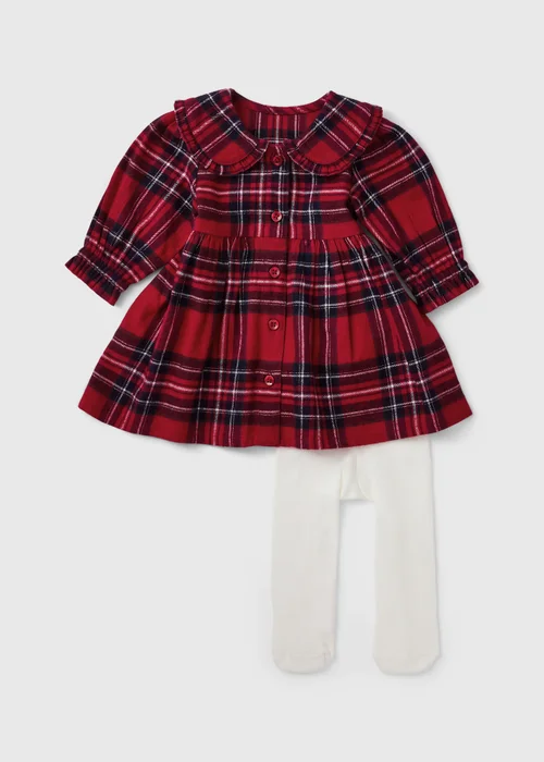 Baby Girl Red Christmas Check Dress (0-24mths) - Up to 1 Month Image 1