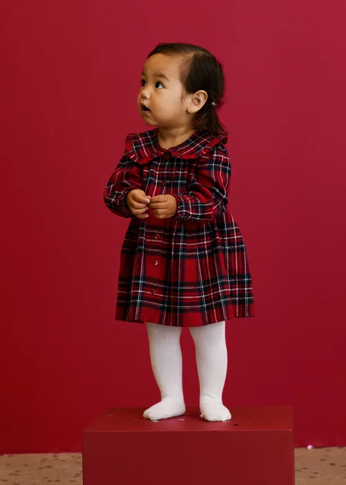 Baby Girl Red Christmas Check Dress (0-24mths) - Up to 1 Month Image 2