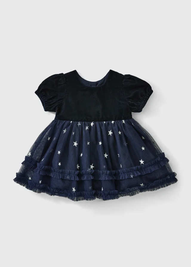 Baby Navy Star Print Dress (Newborn-23 mnths)