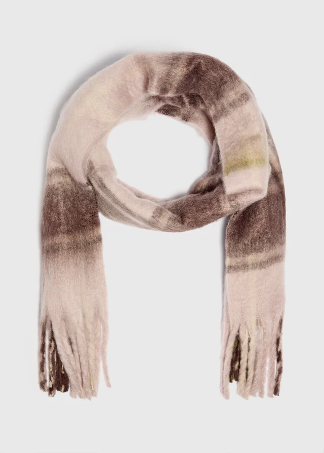 Pink Brushed Check Scarf