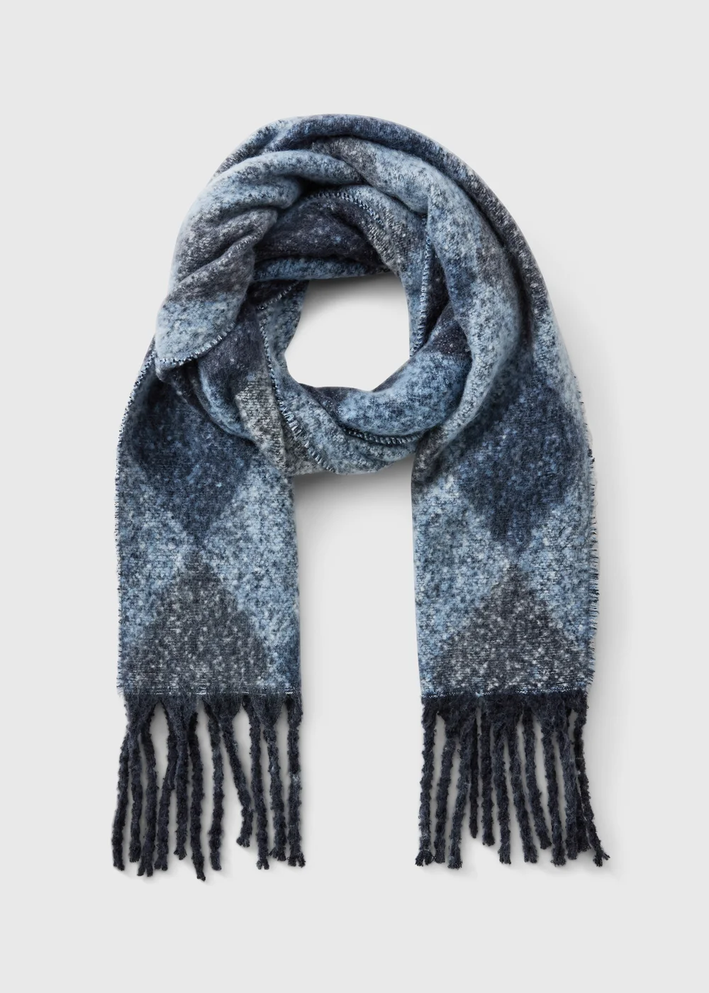 Blue Diamond Check Scarf - One Size Image 1