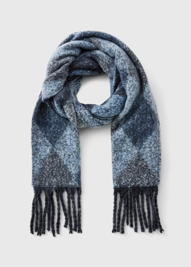 Blue Diamond Check Scarf