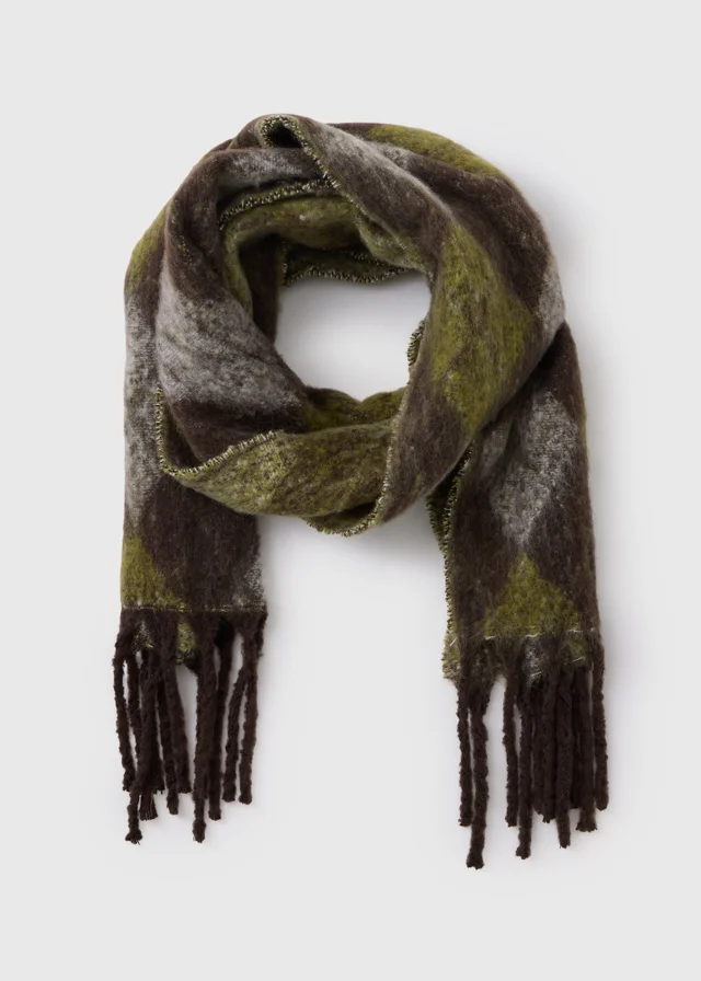 Green and Brown Argyle Scarf