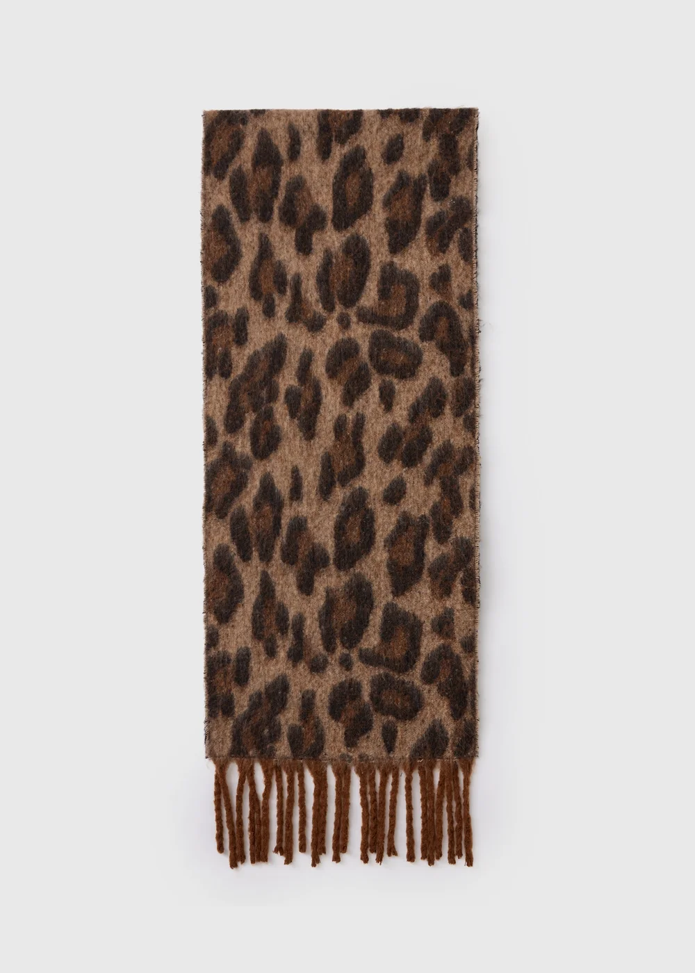 Brown Leopard Print Brushed Scarf - One Size Image 2