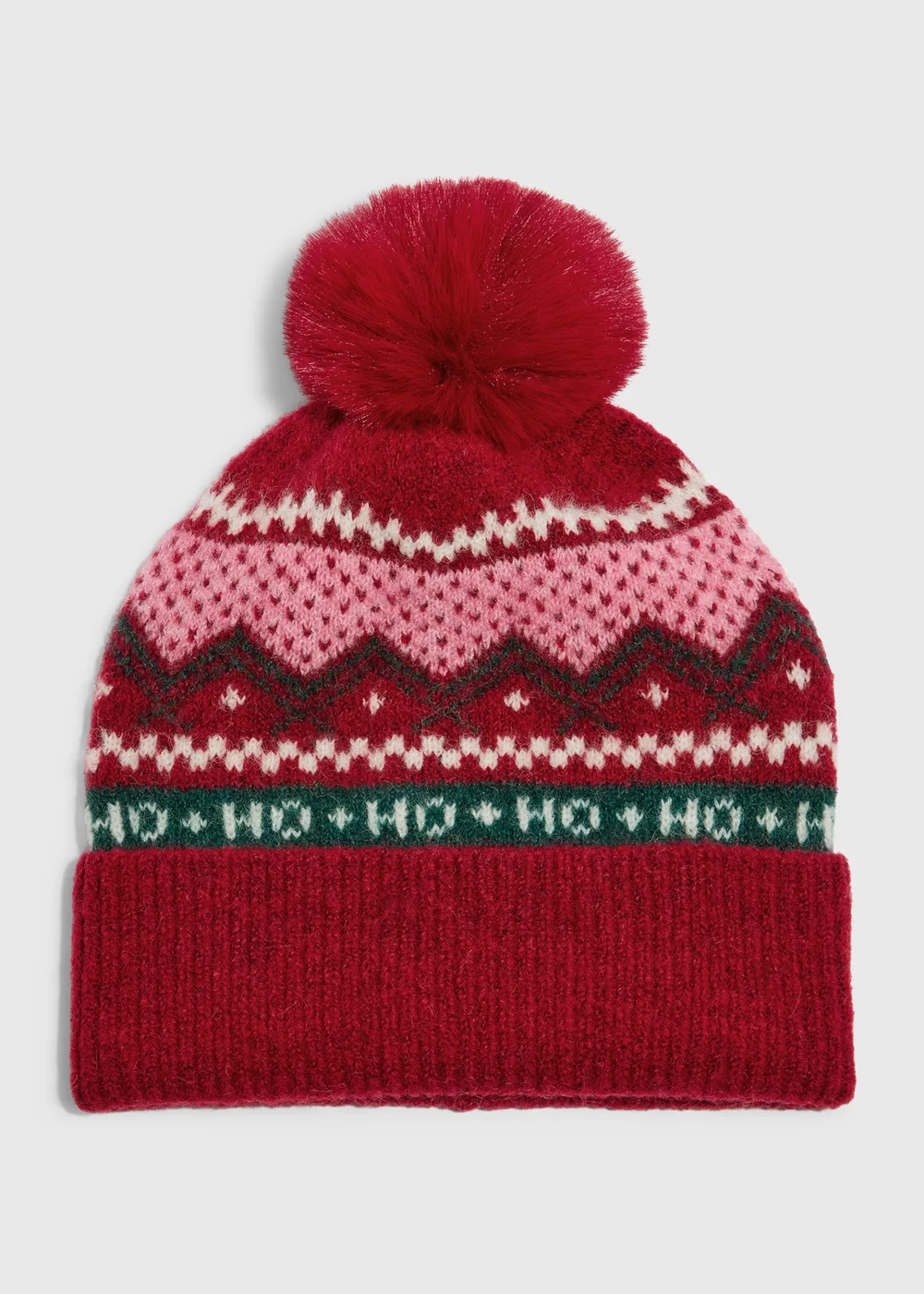 Red Fairisle Christmas Beanie - One Size Image 1