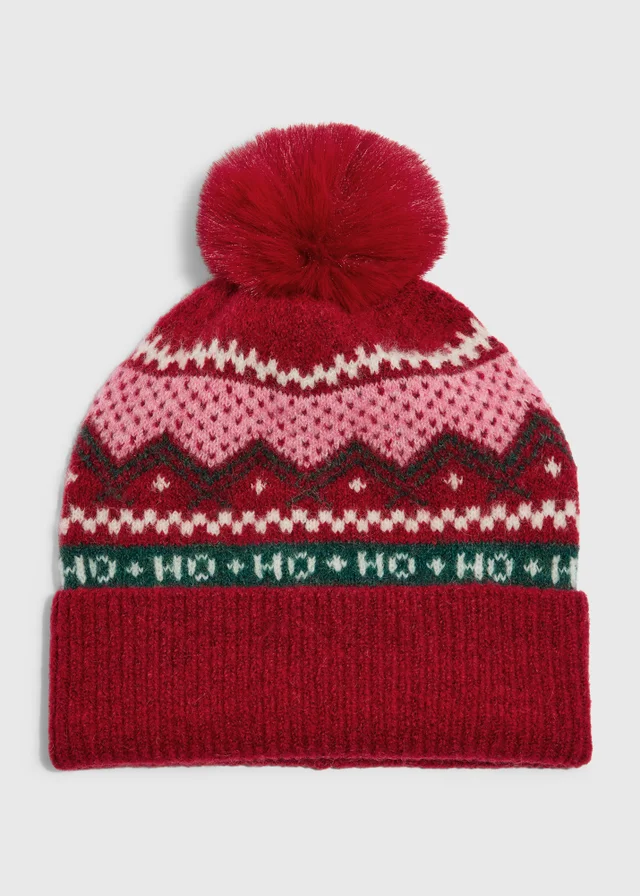 Red Fairisle Christmas Beanie