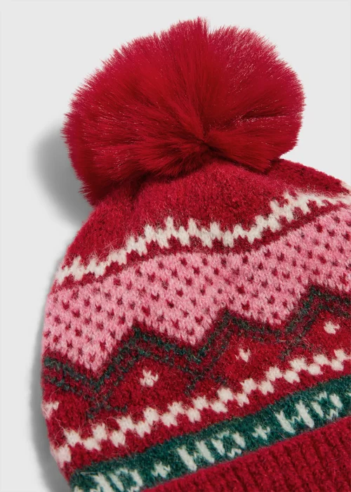 Red Fairisle Christmas Beanie - One Size Image 2