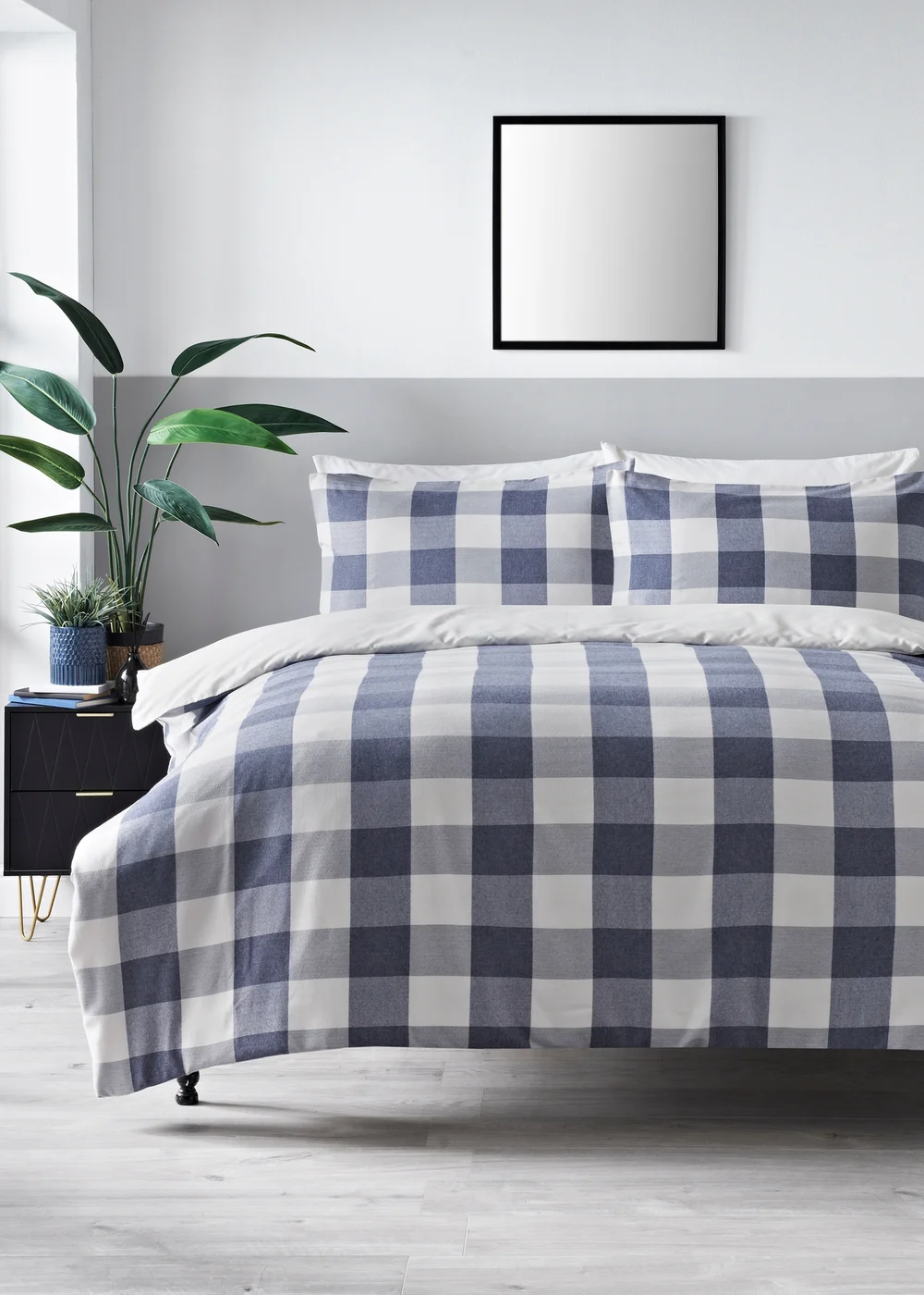 Blue Checked Woven Duvet Set - Super king Image 1