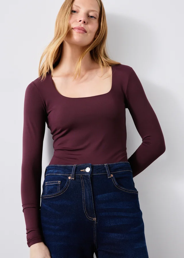 Burgundy Low Neck Top