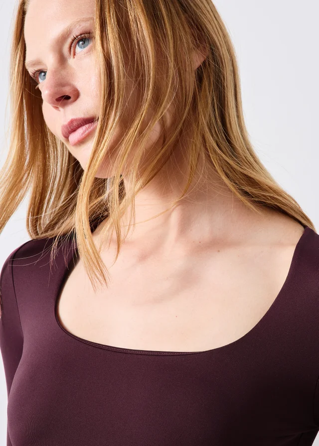 Burgundy Low Neck Top
