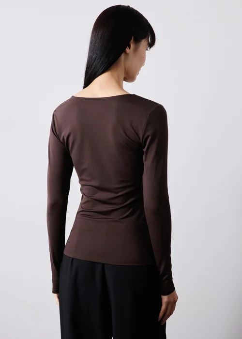 Chocolate Brown Low Neck Top - 8 Image 2