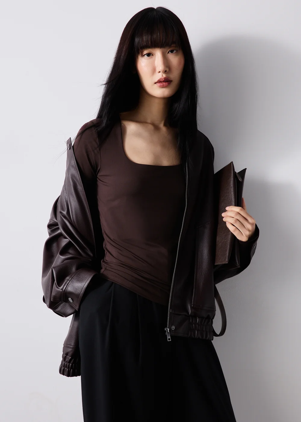 Chocolate Brown Low Neck Top - 8 Image 3