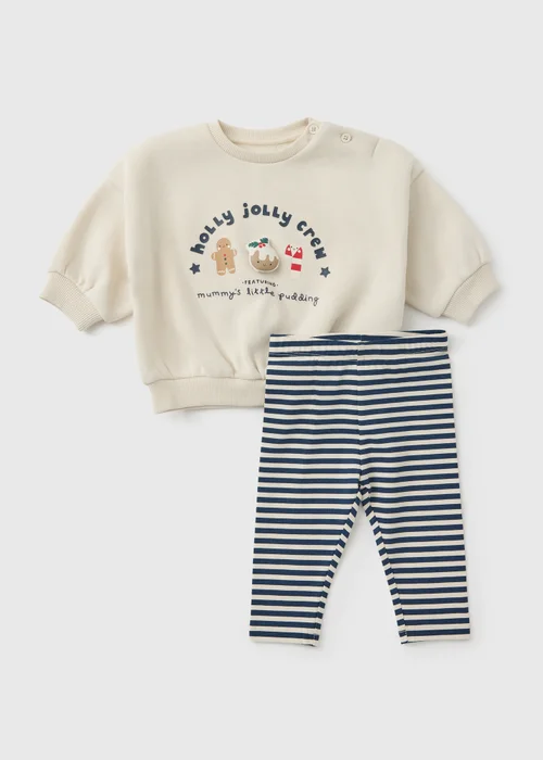 Baby Cream Christmas Holly Top & Leggings Set (Newborn-23 mnths) - 6-9 months Image 1