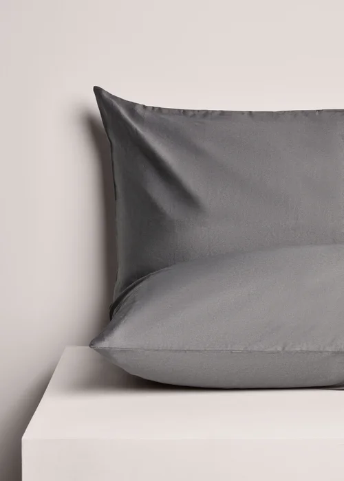Grey Lyocell Fitted Sheet & Pillow Case Set - Single Image 1