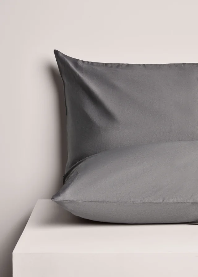 Grey Lyocell Fitted Sheet & Pillow Case Set