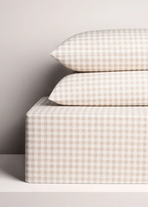 Natural Cotton Gingham Bed Sheet Bundle - Single Image 1