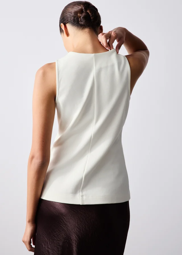 White V-Neck Button Co-Ord Waistcoat
