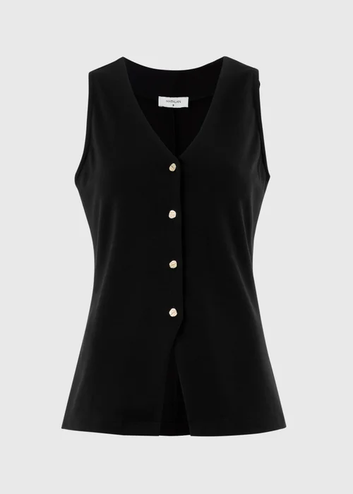 Black V-Neck Button Co-Ord Waistcoat - 8 Image 4