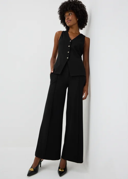 Black V-Neck Button Co-Ord Waistcoat - 8 Image 1