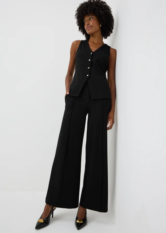 Black V-Neck Button Co-Ord Waistcoat