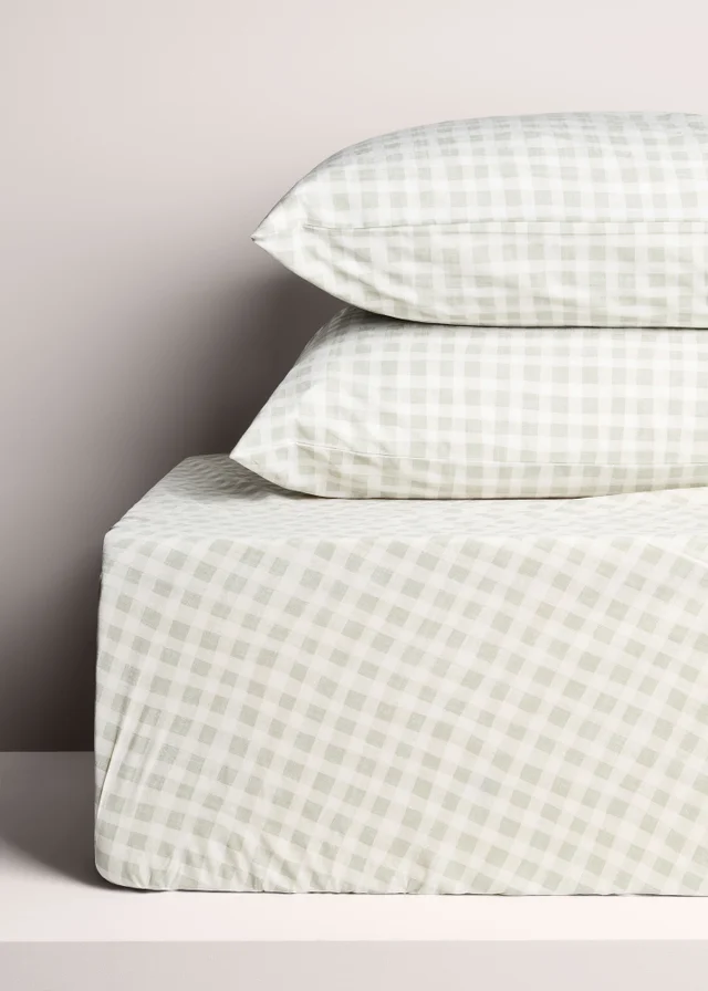 Green Gingham Cotton Sheet Bundle