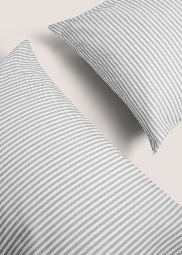 Grey Striped Cotton Sheet Bundle