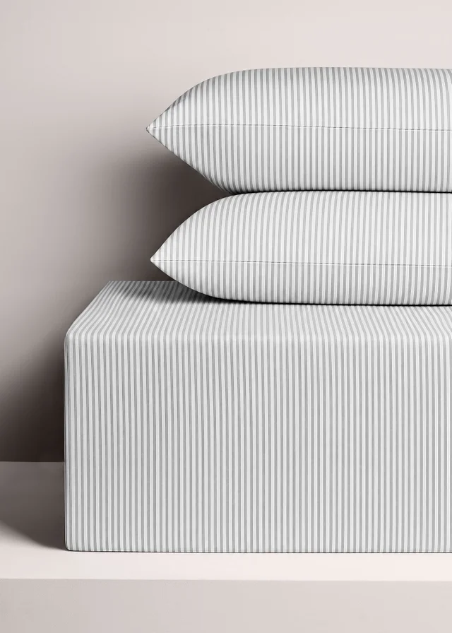 Grey Striped Cotton Sheet Bundle