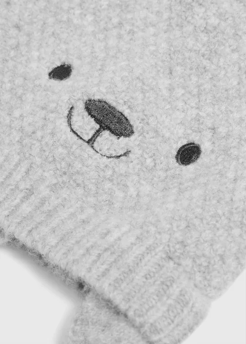 2 Piece Baby Grey Hat & Mittens Set (Newborn-24 mnths) - Up to 1 Month Image 2