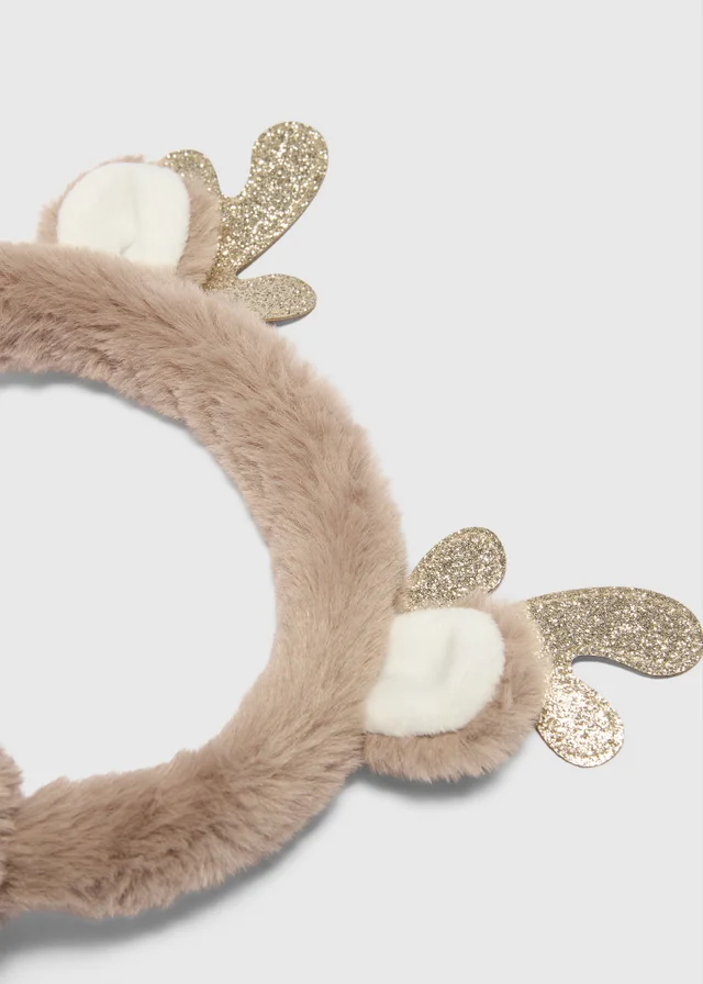 Girls Brown Reindeer Earmuffs