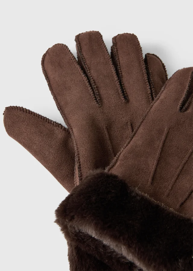 Brown Snug Faux Fur Gloves