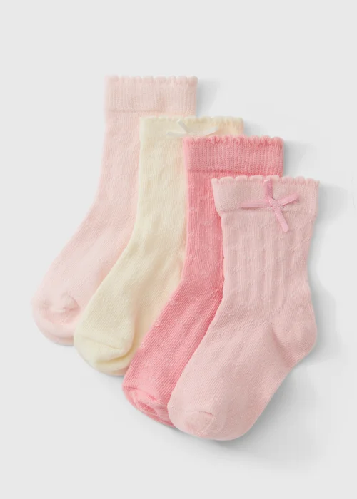 Baby Girls' Pink & Cream Frill Socks 4 Pack - Up to 1 Month Image 1