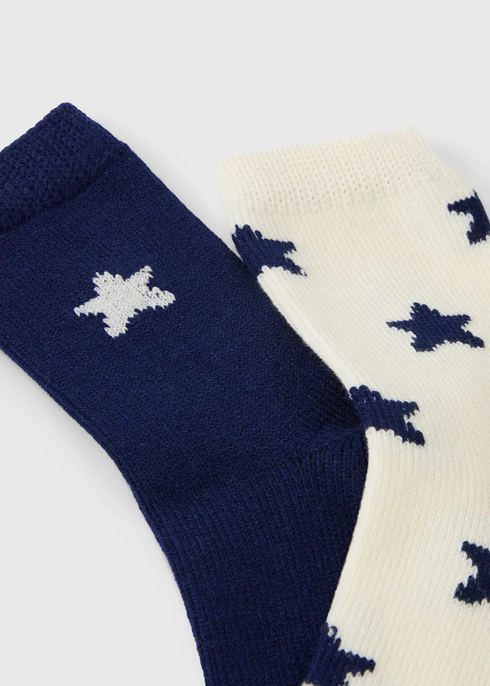 2 Pack Navy/Cream Star Thermal Socks - One Size Image 2