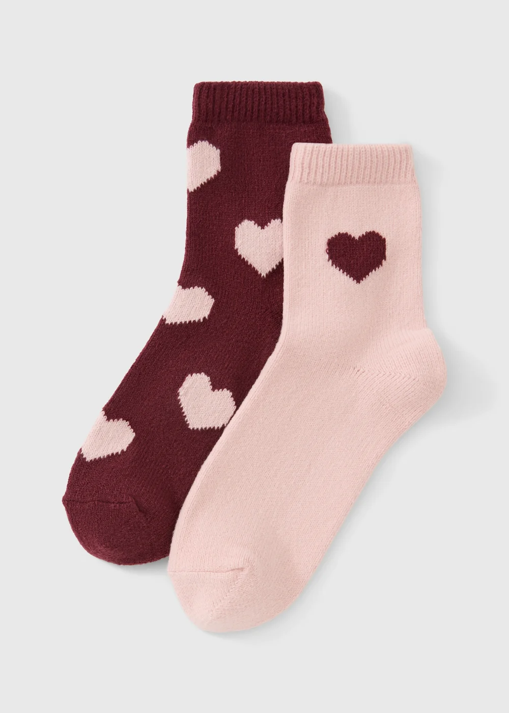 2 Pack Pink & Burgundy Thermal Socks - One Size Image 1