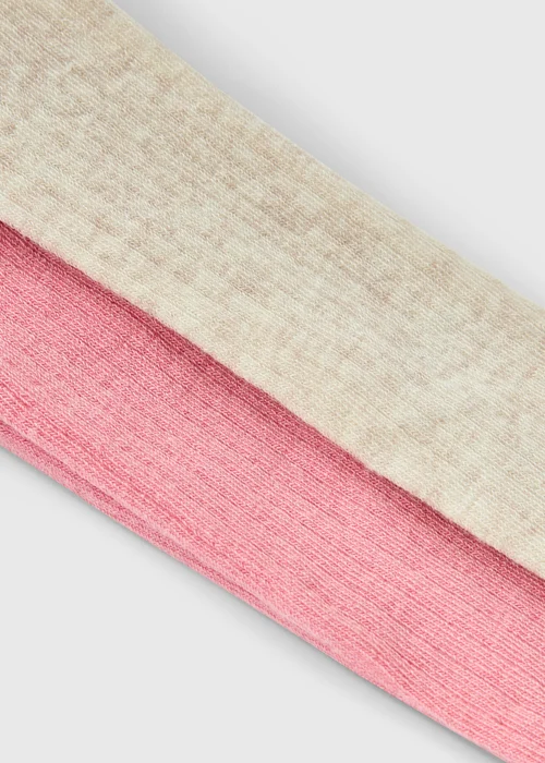 2 Pack Baby Pink Ribbed Tights (0-23mths) - Up to 1 Month Image 2