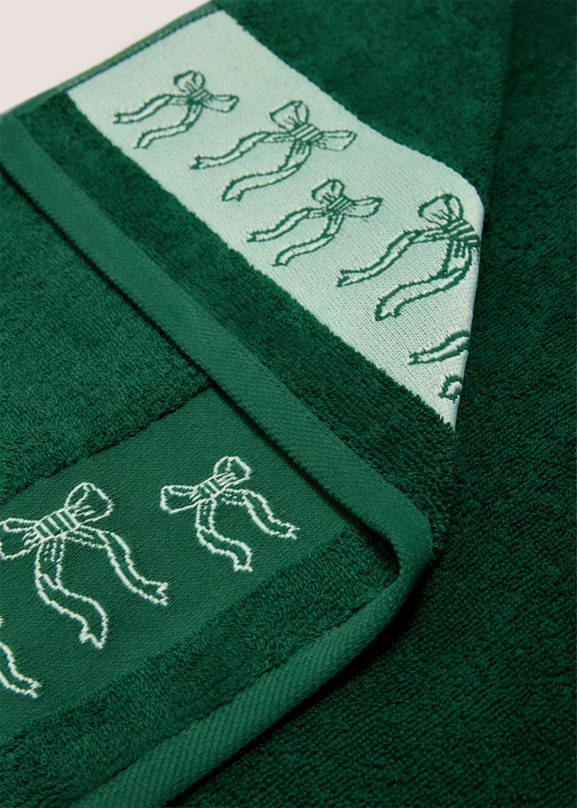 Green Bow Embroidered Hand Towel