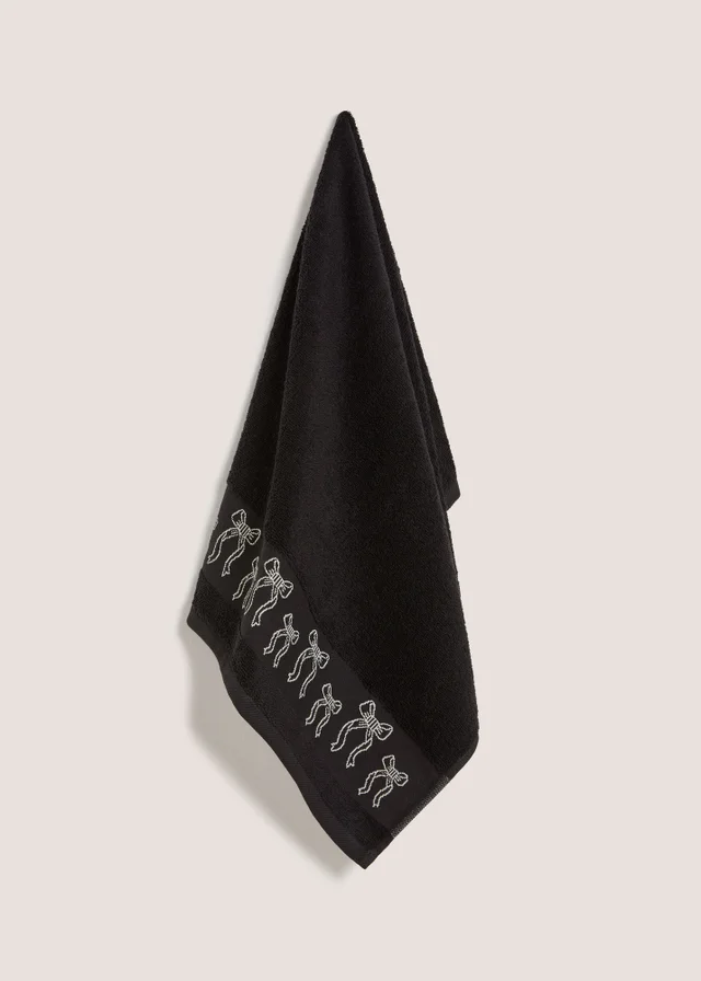 Black Bow Embroidered Hand Towel