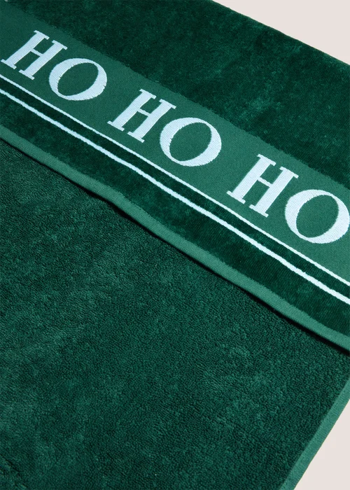 2 Pack Green 'Ho Ho Ho' Slogan Towels - Hand Towel Image 3