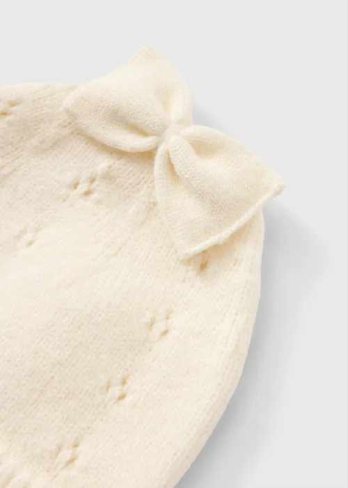 2 Pack Cream Pointelle Hat & Gloves Set - Up to 1 Month Image 2