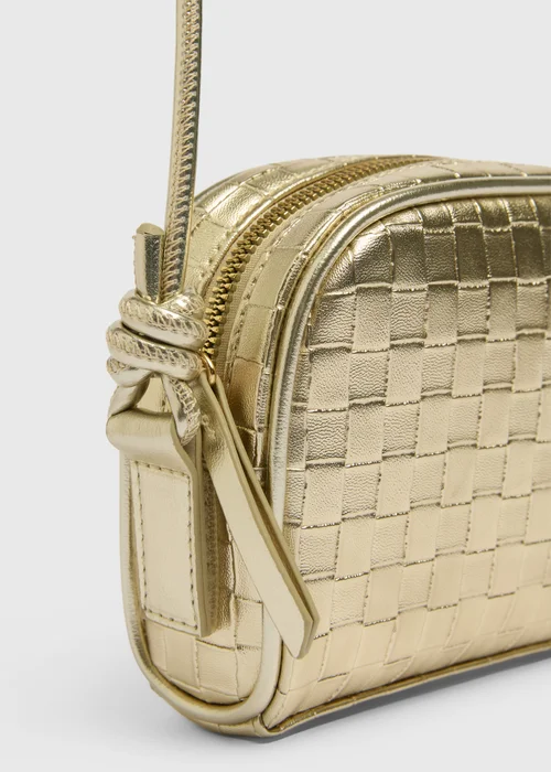 Girls Gold Faux Leather Cross Body Bag - One Size Image 2