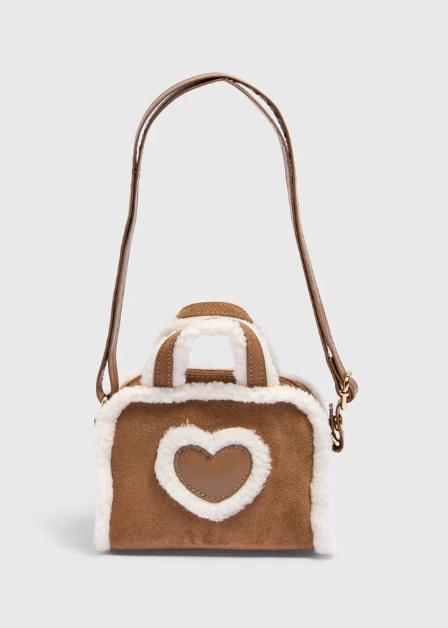 Girls Tan Heart Cross Body Bag