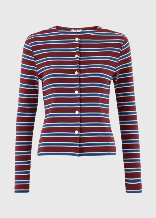 Red Stripe Ribbed Cardigan Top - 8 Image 4