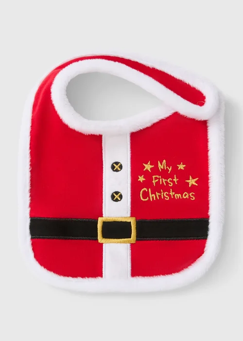 Baby My First Christmas Santa Bib - One Size Image 1