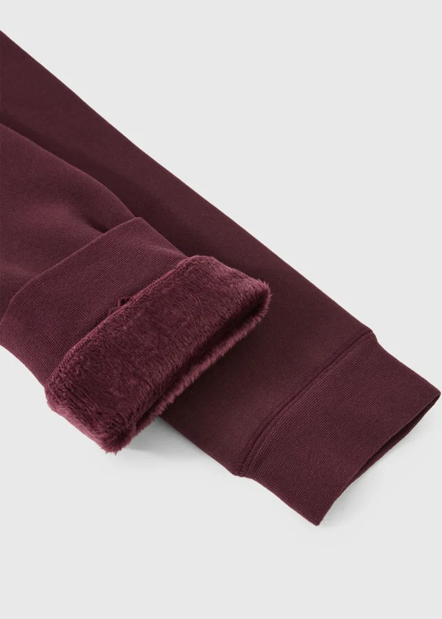 Girls Burgundy Push Lined Leggings (8-13yrs)