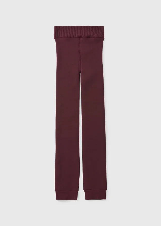 Girls Burgundy Push Lined Leggings (8-13yrs)