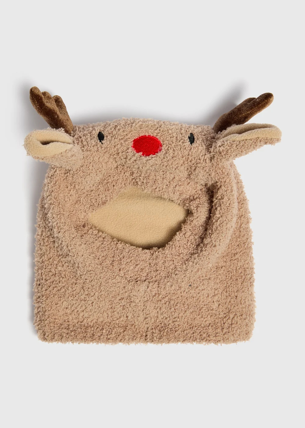 Baby Brown Fluffy Reindeer Balaclava (Newborn-24 mnths) - Up to 1 Month Image 1