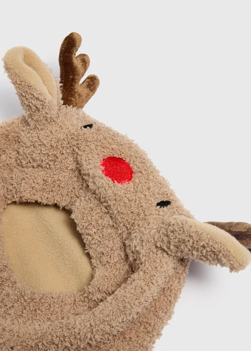 Baby Brown Fluffy Reindeer Balaclava (Newborn-24 mnths) - Up to 1 Month Image 2