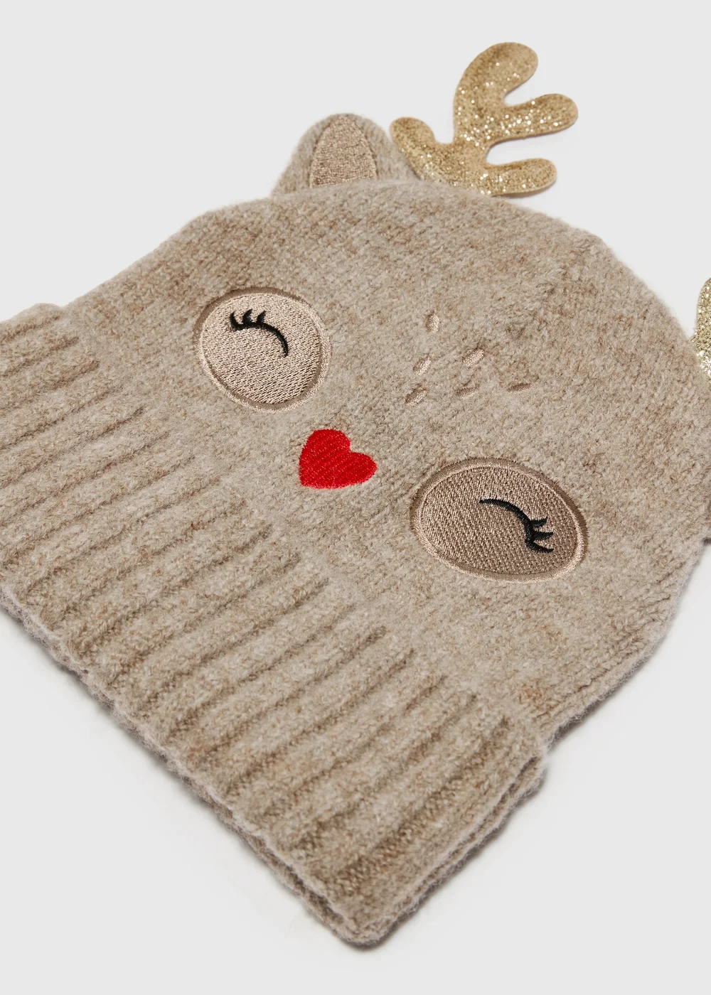 Kids Brown Reindeer Beanie (3-13yrs) - 7-10 Yrs Image 2
