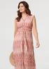 Izabel London Pink Abstract Cap Sleeve Frill Maxi Dress - 8 Image 1