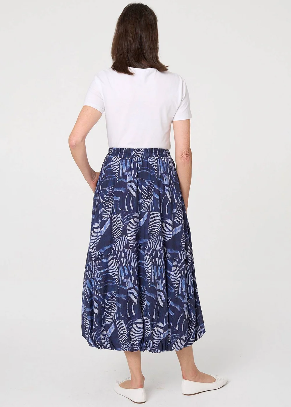 Izabel London Navy Printed High Waist Midi Balloon Skirt - 14 Image 2